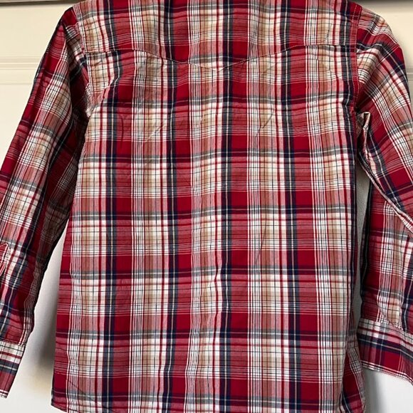 Levi's Pearl Snap Button Red Plaid Long Sleeve Western Cowboy Shirt Small 8-10 - Picture 7 of 11